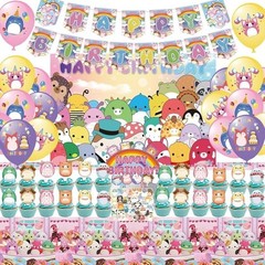 102 pcs Squishmallow Birthday Banner/Balloons/Stickers and More Party Decor
