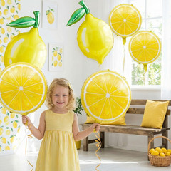 Lemon foil Balloons Summer lemonade with leaves Balloons for Fruit theme birthda