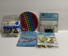 Birthday Party 7 Items Banners,clothespin Photo Kit Plates,Balloons Helium 24pcs