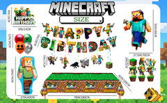 Minecraft Birthday Party Supplies,52Pcs Minecraft Decorations Banners Tablecloth