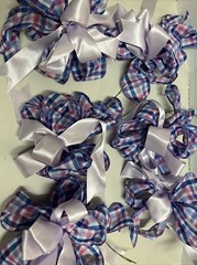 12 Blue, Pink And White Plaid Bows For Party Decorations, Baby Showers