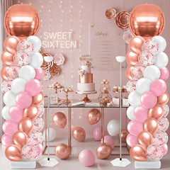 2 Sets Pink Rose Gold Balloon Column Stand Kit, Adjustable Floor Balloon Arch To