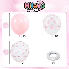 Pink Bow Balloons, 12 Inch Pastel Light Pink Transparent White Bow Print Coquett