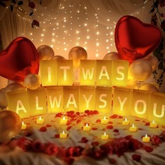 It was Always You Light Up Letters, with Tea Lights Candles, Rose Petals, Pea…