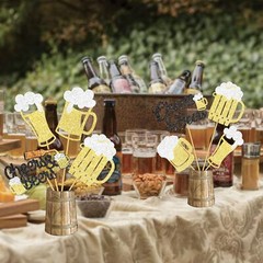 12Pcs Cheers and Beers Party Centerpiece Sticks Beer Party Decorations Glitte…