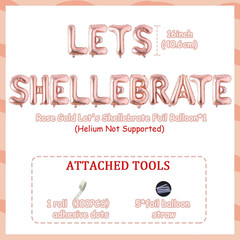 Shell Themed Party Decoration, Rose Gold Let’S Shellebrate Foil Balloon Banner w