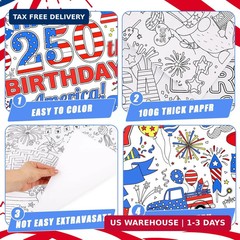 DPKOW 250th Anniversary American Coloring Tablecloth 4th of July Party Favors, A
