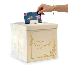 Wedding Card Box – 9″ x Collapsible 9 inches x 9 x 9 inches, White