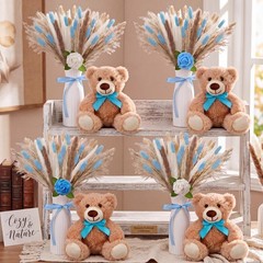 4 Sets 125 Pcs Bear Baby Shower Table Centerpiece with Bear Animals Blue Drie…