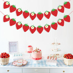 Strawberry Garland Banner Strawberry Birthday Party Decorations Tropical Fruit T