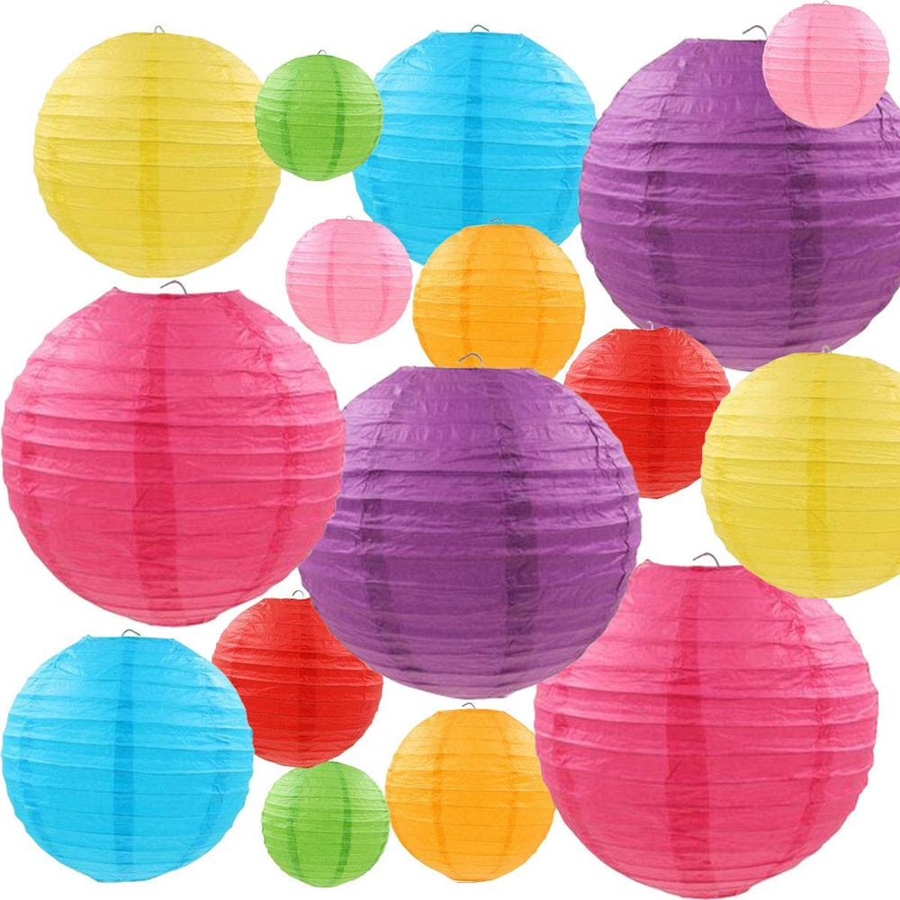 LURICO 16 Pcs Colorful Paper Lanterns (Multicolor,Size of 4”, 6”, 8”, 10”) – Chi