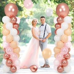2 Sets 163 Pcs Pink Metallic Rose Gold Balloons Column Stand Kit Bridal Party…