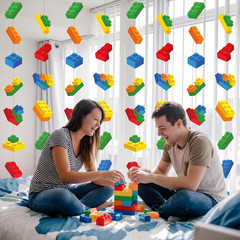 8Pcs Building Blocks Garlands Colorful Brick Hanging Ceiling Decorations Banner