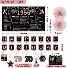 70th Birthday Decorations for Women,32PCS Back in 1956 Party…