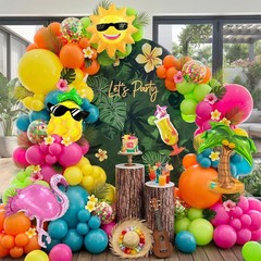Summer Tropical Balloon Arch Kit with Flamingo, Coconut Tree, Sun, Pineapple,…