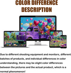 Spring Garage Door Cover Romantic Purple Truck Heart Balloon Flower Field Decora