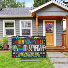 Thank You Teachers Teacher Appreciation Week Backdrop Banner Decorations, Teache