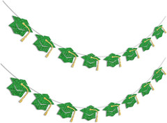 Class of 2026 Graduation Cap Banner Pre-Strung Congrats Grad Party Decor Set