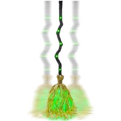 35″ Animated Witches Broom Halloween Decor Magic Witch Broomstick | Green