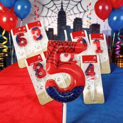 laackys Red Blue Spider 5th Birthday Candles, 1.9 inches x 4.5 inches, 5