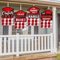 4 Sets Red Black and White Graduation Party Decorations 2024, Congrats Grad Clas