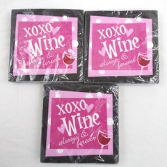 Dinner Napkins XOXO Wine Always & Forever 3 Ply 6.5 x 6.5 Folded Epic 3 Pack