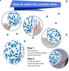 Royal Blue Confetti Latex Balloons, 50pcs 12 inch Light Blue Baby Blue and White