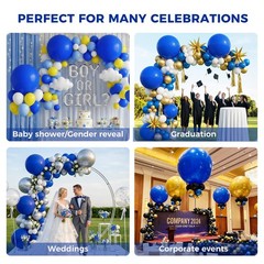 4PCS Large 36 Inch Royal Blue Balloons, Royal Blue Latex Big Balloons for Bir…