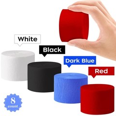8 Rolls Red Blue Black Crepe Paper Streamers Carnival Party Decorations