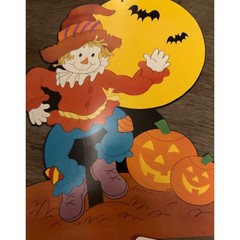 Vtg American Greetings Halloween Decoration Lot Scarecrow Black Cat Honeycomb
