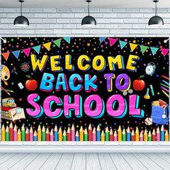Back to School Banner Backdrop for Classroom and Party Decorations