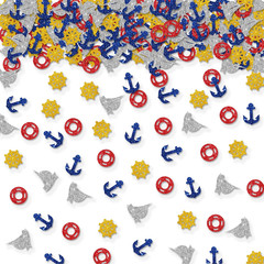 100Pcs Nautical Confetti, Gold Glitter Anchor Rudder Table Confetti, Nautical Cr
