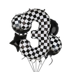 40 Inch Checkered Number Balloon 3 Black and White Race Car Birthday Balloons…