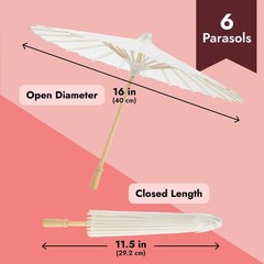 Sustainable Greetings 6-Pack Parasol Paper Umbrellas for Decorations for Kids,