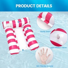 2 Pack Inflatable Pool Floats 4in1 Pool Hammock with Bottom Mesh 3 Tubes Infl…