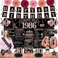 Glamorous Rose Gold 40th Birthday Decorations – 21pcs for Unforgettable Parties