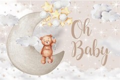 Vinyl 8x6ft Oh Baby Bear Backdrop for Gender Reveal Party Decorations Brown Bear