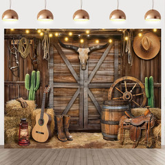 Western Cowboy Backdrop 10X8Ft Western Party Decorations Rodeo Wild West Country