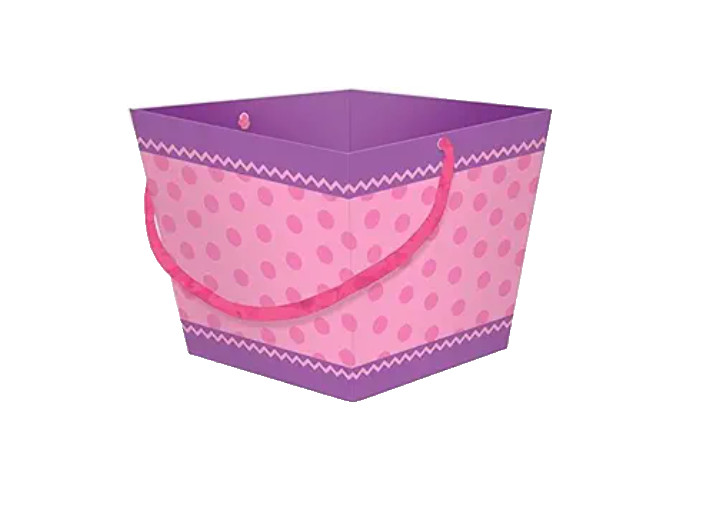Egg-stra Special Easter Party Pink Polka Dots with Purple Border Square Bucket F