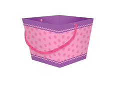 Egg-stra Special Easter Party Pink Polka Dots with Purple Border Square Bucket F