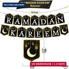 KatchOn, Ramadan Kareem Banner – 10 Feet, Black and Gold, Cardstock, Rectangular