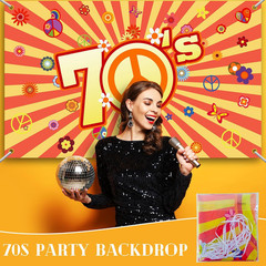 70s Party Backdrop Back to 70s Backdrop Hippie Groovy Party Decorations Daisy…