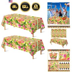 2 Pack Luau Party Decorations – Plastic Tablecloth for Hawaiian Theme Party D…