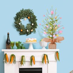17’’ Easter Egg Table Tree Easter Decorations with Artificial Eggs Greenery Leav