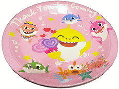 BABY SHARK PINK Birthday Party- 10ct Cake Plates 7″ Thank You For Coming 1045