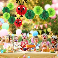 10-Piece Caterpillar Paper Fan Set (Includes 12-inch and 8-inch Sizes)