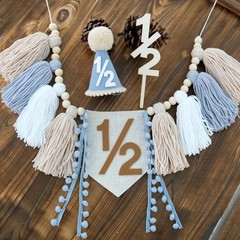 Half Birthday Decorations Banner for Baby Boy – 6 Months Celebration Party Decor