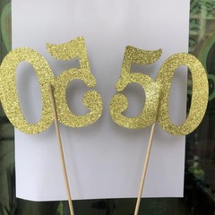 10-Pack Double Sided Glitter 50th Birthday Centerpiece Anniversary Centerpiec…