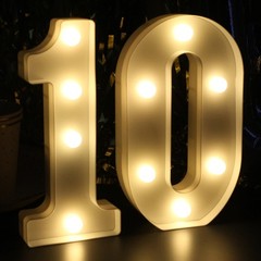 8.26 Inch Light Up Number 10 Centerpiece Table Sign 10th Birthday Decor