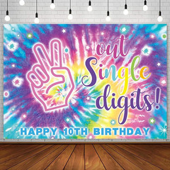 7X5Ft Out Single Digits Backdrop Happy 10Th Birthday Party Decorations Supplies